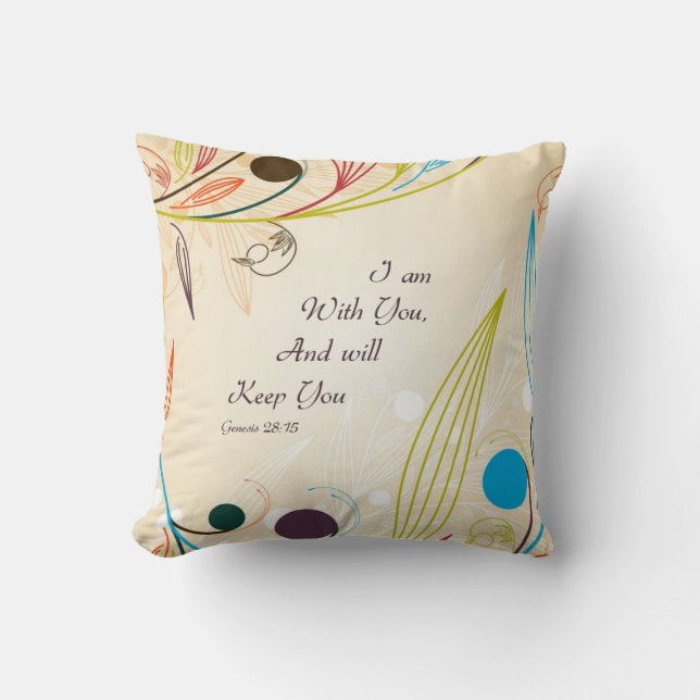 Floral Abstract w/Christian Quote Throw Pillow (Front)