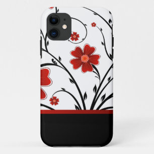 floral abstract with black bar iPhone 11 case