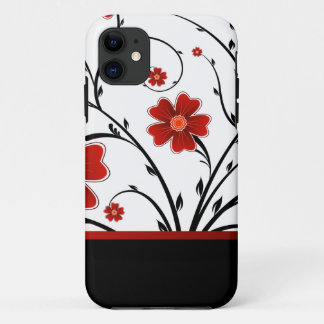 floral abstract with black bar iPhone 11 case