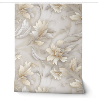 Floral Acanthus Pastel Yellow & Soft Blue Wallpaper