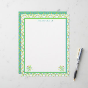 Floral Accented Designer Stationery Sheet Paper Custom Letterhead