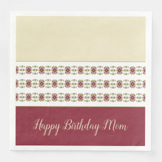 Floral Accented With Burgundy Napkin