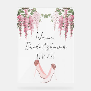 Floral acrylic bridal shower sign 