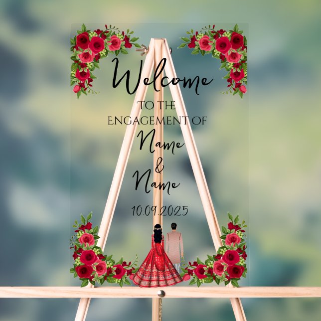 Floral acrylic Engagement sign  (Neutral)