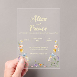 Floral acrylic invitation wedding