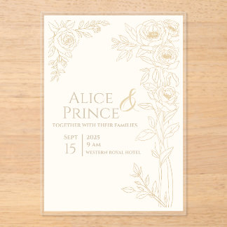 Floral Acrylic Invitation Wedding Editable