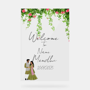 Floral acrylic Mendhi sign