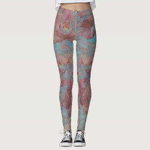 Floral Acrylic Painting-Rose Pink Leggings