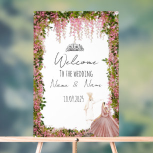 Floral acrylic wedding sign 