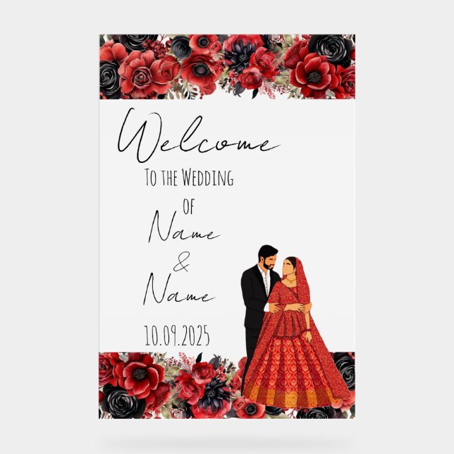 Floral acrylic wedding sign  (Front)