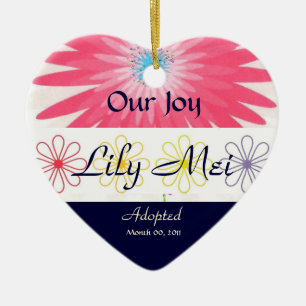 Floral Adoption Announcement Keepsake Ceramic Tree Decoration