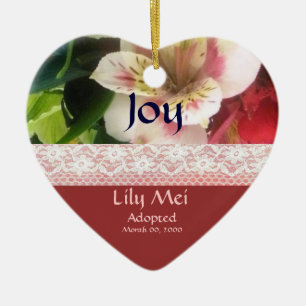 Floral Adoption Announcement Keepsake Ceramic Tree Decoration