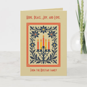 Floral Advent Candelabra Stylised Nordic Christmas Card