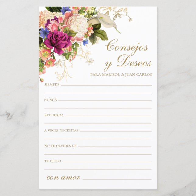 Floral Advice and Wishes Spanish (Front)