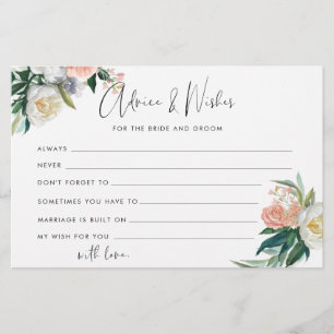 Floral Advice for the bride and groom cards