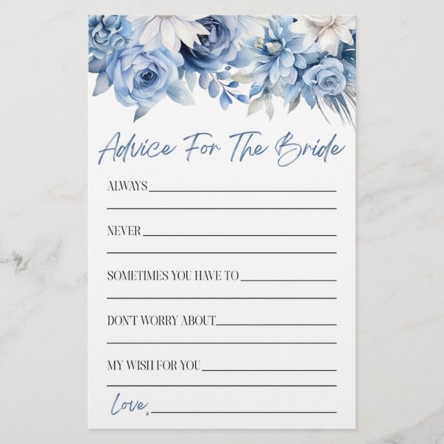 Floral Advice For The Bride Bridal Shower Game  Stationery (Front)