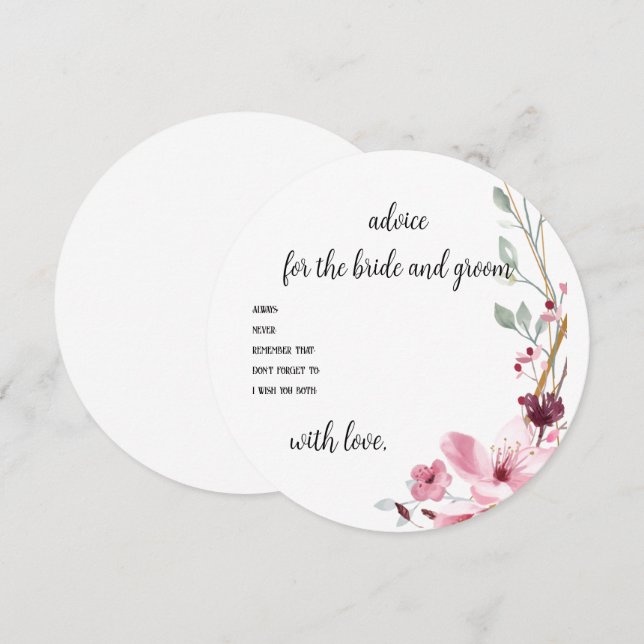 Floral Advice Wedding Shower Advice Card (Front/Back)