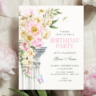 Floral aesthetic birthday invitation