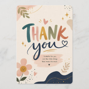 Floral Aesthetic, Colourful Thank You Card