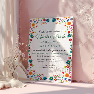 Floral Aesthetic Folk Art Colourful Spanish Weddin Invitation