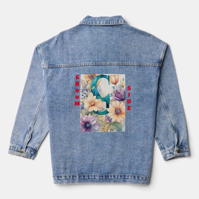 "Floral Affair: Women's Denim Jean Jacket  (Back)