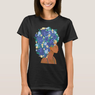 Floral Afro Woman Black Girl Magic Afro Latina Pri T-Shirt