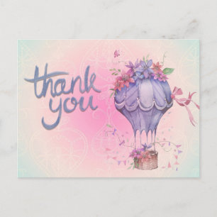 Floral Air Balloon Thank You Postcard