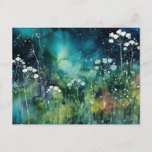 Floral Alcohol Ink Collage Postcard