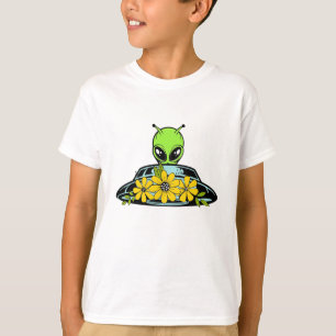 Floral Alien Spaceship  T-Shirt