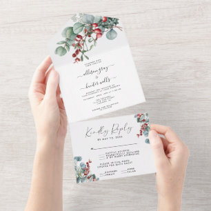 Floral All In One Wedding Invitation 