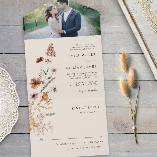Floral All in One Wedding Invite (Floral All in One Wedding Invite
)