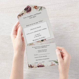 Floral All in One Wedding Invite