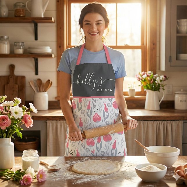 Floral All-Over Print Apron (This beautiful personalized apron would make a great bridal shower or birthday gift! )