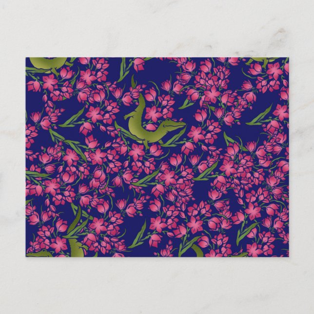 Floral Alligator Gator Girl Flowers Alligators Postcard (Front)