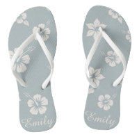 Floral Aloha Hawaii blue Flip Flops easy customise