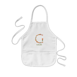 Floral Alphabet letter "G" custom name Kids Apron