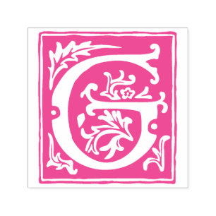 Floral Alphabet Letter G Vintage Typography Self-inking Stamp