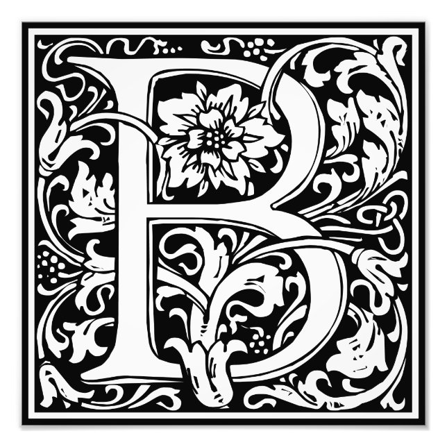 Floral Alphabet Monogram Letter B Photo Print (Front)