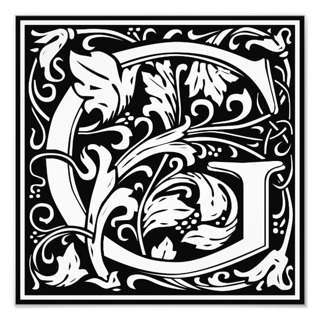 Floral Alphabet Monogram Letter G Photo Print (Front)