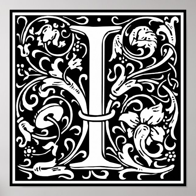 Floral Alphabet Monogram Letter I  Poster (Front)