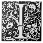 Floral Alphabet Monogram Letter I  Tile<br><div class="desc">Check out these gorgeous art nouveau alphabet tiles.</div>
