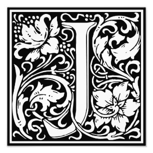 Floral Alphabet Monogram Letter J Photo Print