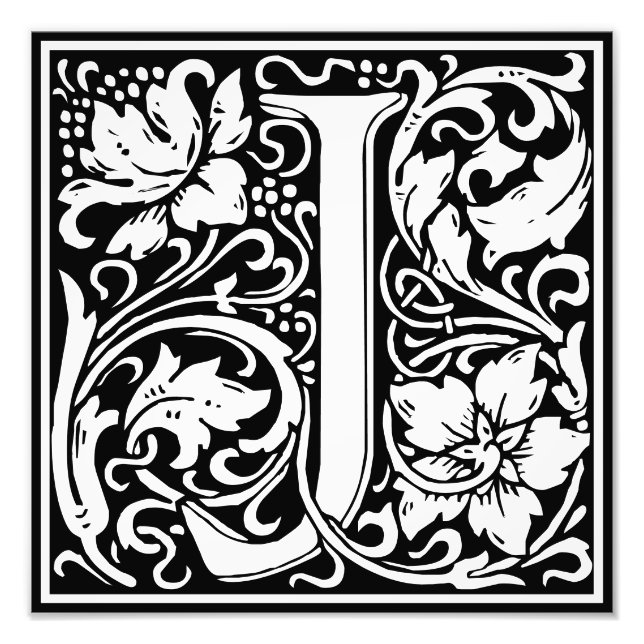 Floral Alphabet Monogram Letter J Photo Print (Front)