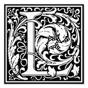 Floral Alphabet Monogram Letter L Photo Print