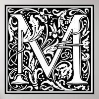 Floral Alphabet Monogram Letter M 