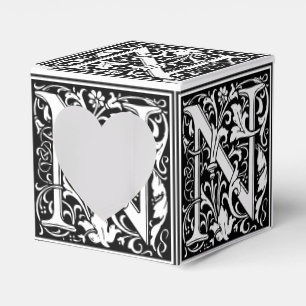 Floral Alphabet Monogram Letter N Tile Morris Favour Box
