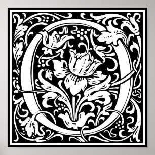 Floral Alphabet Monogram Letter O  Poster