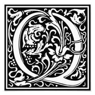 Floral Alphabet Monogram Letter Q Photo Print