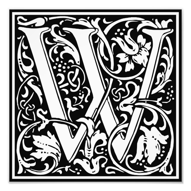 Floral Alphabet Monogram Letter W Photo Print (Front)