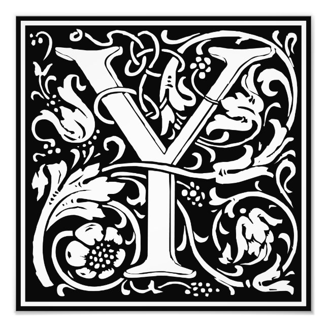 Floral Alphabet Monogram Letter Y Photo Print (Front)